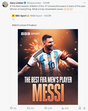 Lineker tự hào về Messi: World Cup lần thứ 8, Quả bóng vàng thứ 8, đội bóng xuất sắc nhất 17 năm liên tiếp, vô địch mọi thứ