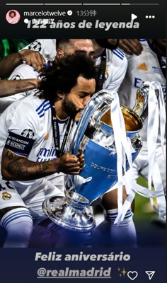 Câu lạc bộ huyền thoại! Marcelo đăng ảnh cầm cúp Champions League mừng kỷ niệm 122 năm thành lập Real Madrid