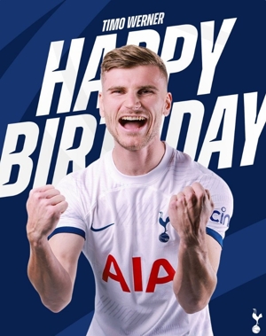 Hôm nay Werner mừng sinh nhật lần thứ 28, Tottenham Hotspur chính thức đăng poster gửi lời chúc sinh nhật anh