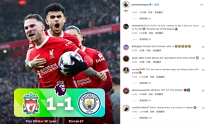 Liverpool hòa Manchester City, fan súng đổ xô vào tường thuật chính thức trận đấu: Đoán xem ai đứng đầu danh sách? Hạnh phúc đến thẳng Arsenal