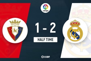 Hiệp một - Real Madrid dẫn Osasuna 2-1. Vinicius ghi một bàn + sút hỏng một bàn + nhận thẻ vàng và bị treo giò ở hiệp tiếp theo.