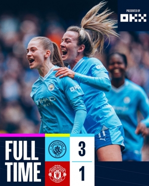 Đội bóng nữ Manchester City đánh bại Đội bóng nữ Manchester United 3-1, Blue Moon tạm đứng đầu danh sách & Jessie Parker lập cú đúp