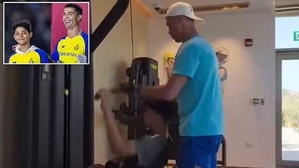 VIDEO cận cảnh Ronaldo nghiêm khắc nhồi thể lực cho con trai