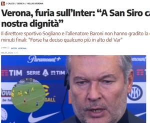 HLV Verona: Bàn thắng ấn định chiến thắng của Inter Milan không được coi là hợp lệ và phải hủy khi VAR nhìn thấy